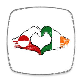 Drapeau du Groenland Irlande Mains Forme de cœur utilisé - Magnet carré - blanc - Devant