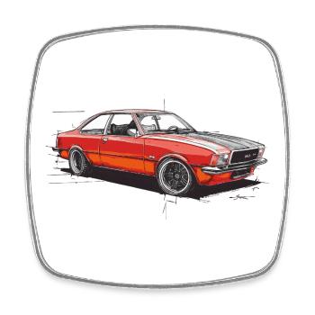 Red Vintage Coupe Car - Square fridge magnet - white - Front