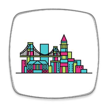 Bristol City Skyline Suspension Bridge Line Art - Square fridge magnet - white - Front