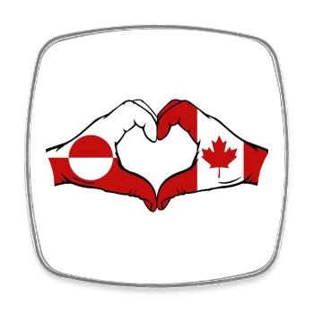 Drapeau du Canada Groenland, Mains en forme de cœur - Magnet carré - blanc - Devant