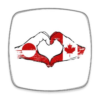 Mains du drapeau du Groenland, Canada, forme de cœur utilisée - Magnet carré - blanc - Devant