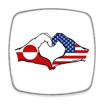 Drapeau des États-Unis Mains Forme de cœur - Magnet carré - blanc - Devant