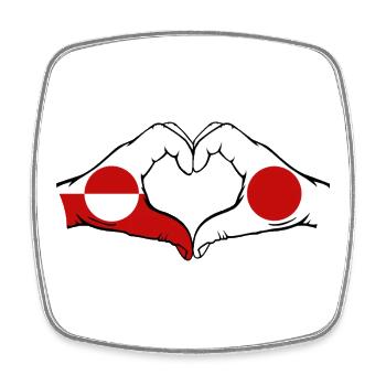 Drapeau du Groenland Japon Mains Forme de cœur - Magnet carré - blanc - Devant