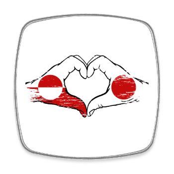 Drapeau du Groenland-Japon Mains en forme de cœur utilisé - Magnet carré - blanc - Devant