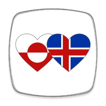 Drapeau du Groenland Danemark Cœur - Magnet carré - blanc - Devant
