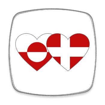 Drapeau du Groenland Danemark Cœur - Magnet carré - blanc - Devant