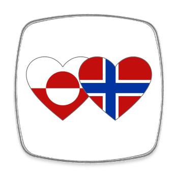Drapeau du Groenland, Norvège, mains, forme de cœur - Magnet carré - blanc - Devant