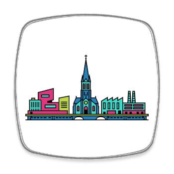 Tilburg City Skyline St Joseph Church Art - Square fridge magnet - white - Front