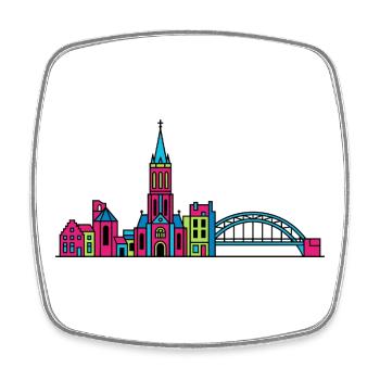 Ligne de la silhouette de la ville de Nimègue Waal Bridge - Magnet carré - blanc - Devant