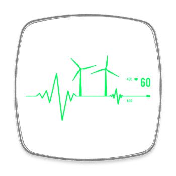 Wind turbine, wind power, heartbeat, environmental protection, nature - Square fridge magnet - white - Front