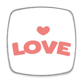Amour Pastel: Lettrage Coeur - Magnet carré - blanc - Devant