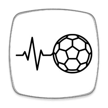 Soccer, battement de cœur, ECG, pouls, amour - Magnet carré - blanc - Devant