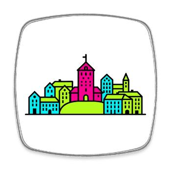 Helsingborg City Skyline Karnan Turm Linienzeichnung - Viereckiger Kühlschrankmagnet - Weiß - Vorne