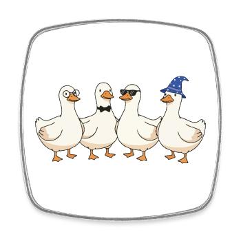 Quakquartett mit Stil - Viereckiger Kühlschrankmagnet - Weiß - Vorne