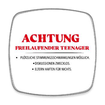 Achtung freilaufender Teenager - Viereckiger Kühlschrankmagnet - Weiß - Vorne