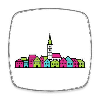 Ville de Villach City Skyline Église St Jacob Art en ligne - Magnet carré - blanc - Devant