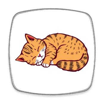 sleeping cat kitten tiger cat - Square fridge magnet - white - Front