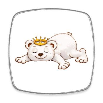 Sleeping Bear with Crown – Cute Animal Motif - Square fridge magnet - white - Front