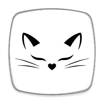 Cute Cat Face with Heart Nose | Line Art Style - Viereckiger Kühlschrankmagnet - Weiß - Vorne