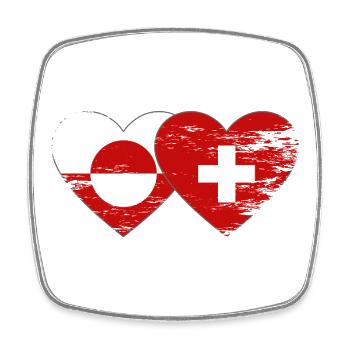 Drapeau du drapeau du Groenland Suisse Forme de cœur utilisée - Magnet carré - blanc - Devant