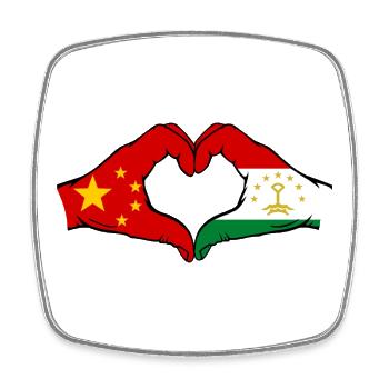 China Tadschikistan Flagge Hände Herzform used - Viereckiger Kühlschrankmagnet - Weiß - Vorne