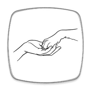 „Ewig Verbunden“ (Pfote in Hand) - Viereckiger Kühlschrankmagnet - Weiß - Vorne