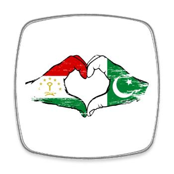 Tajikistan Pakistan Flag Heart Shape - Square fridge magnet - white - Front