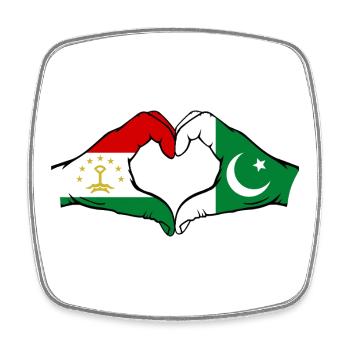Tajikistan Pakistan Flag Heart Shape - Square fridge magnet - white - Front