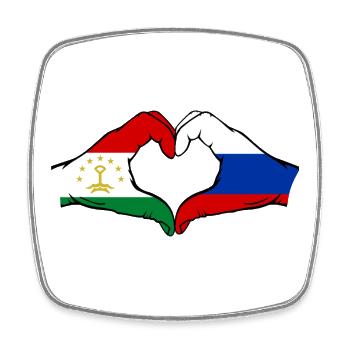 Drapeau du Tadjikistan Russie Mains Forme de cœur - Magnet carré - blanc - Devant