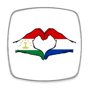 Tadschikistan Holland Flagge Hände Herzform - Viereckiger Kühlschrankmagnet - Weiß - Vorne