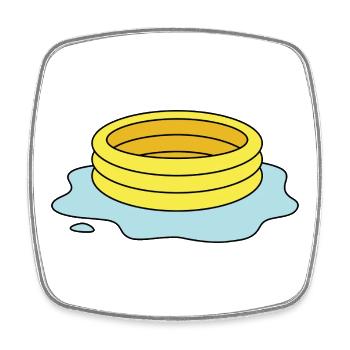 Planschbecken mit Pfütze / Leaky Paddling Pool - Viereckiger Kühlschrankmagnet - Weiß - Vorne