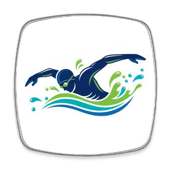 Swimmer Sport Swimming Water Hero Motif - Square fridge magnet - white - Front