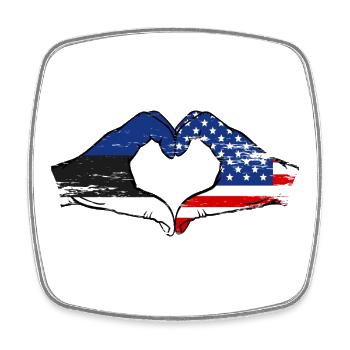 Drapeaux du cœur des États-Unis d’Estonie - Magnet carré - blanc - Devant