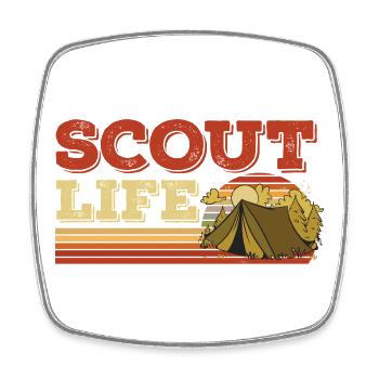 Retro Scout Scouting Leben Zelt Hobby Camp - Viereckiger Kühlschrankmagnet - Weiß - Vorne