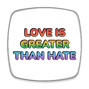 Liebe ist größer als Hass Regenbogen - Viereckiger Kühlschrankmagnet - Weiß - Vorne