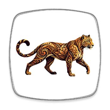 Ornamentierter Leopard Tribal Floral Muster Motiv - Viereckiger Kühlschrankmagnet - Weiß - Vorne
