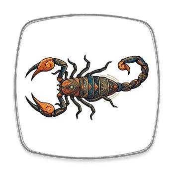 Tribal Scorpion Geometric Pattern Motif - Square fridge magnet - white - Front