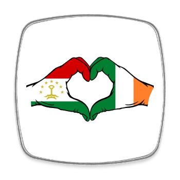 Tadschikistan Irland Flagge Hände Herzform - Viereckiger Kühlschrankmagnet - Weiß - Vorne