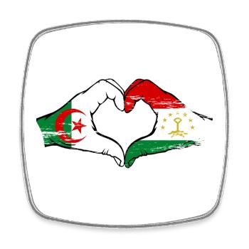 Tadschikistan Algerien Flagge Hände Herzform used - Viereckiger Kühlschrankmagnet - Weiß - Vorne
