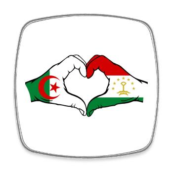 Tajikistan Algeria Flag Hands Heart Shape - Square fridge magnet - white - Front