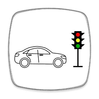 Ampel mit Auto - Viereckiger Kühlschrankmagnet - Weiß - Vorne