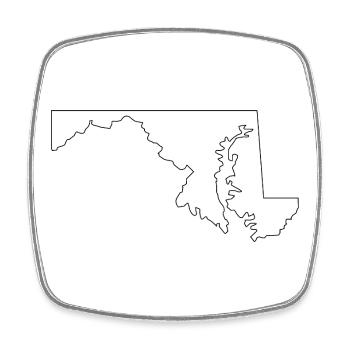 Maryland outline map - Square fridge magnet - white - Front