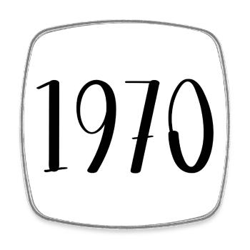 1970 - Square fridge magnet - white - Front