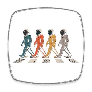 Astronaut Crossing T-Shirt – Space Walk  - Viereckiger Kühlschrankmagnet - Weiß - Vorne