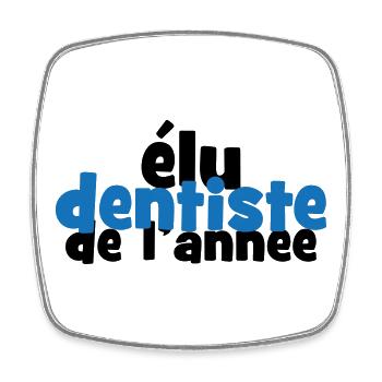 Badge Élu Dentiste de l'Année - Magnet carré - blanc - Devant