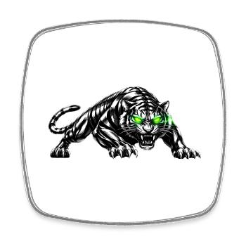 Black Tiger with Neon Eyes - Square fridge magnet - white - Front