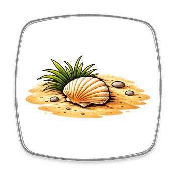 Seashell Beach Illustration Maritime Coastal Motif - Square fridge magnet - white - Front
