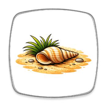 Seashell Beach Illustration Maritime Coastal Motif - Square fridge magnet - white - Front