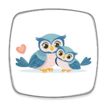 Owl mom with child - Square fridge magnet - white - Front