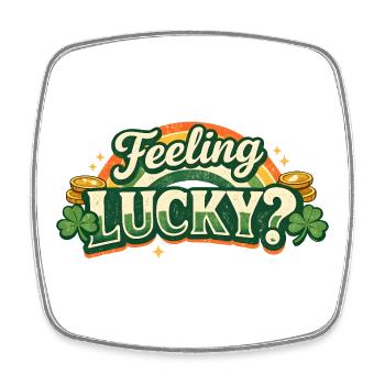 Feeling Lucky Shamrock Logo - Viereckiger Kühlschrankmagnet - Weiß - Vorne